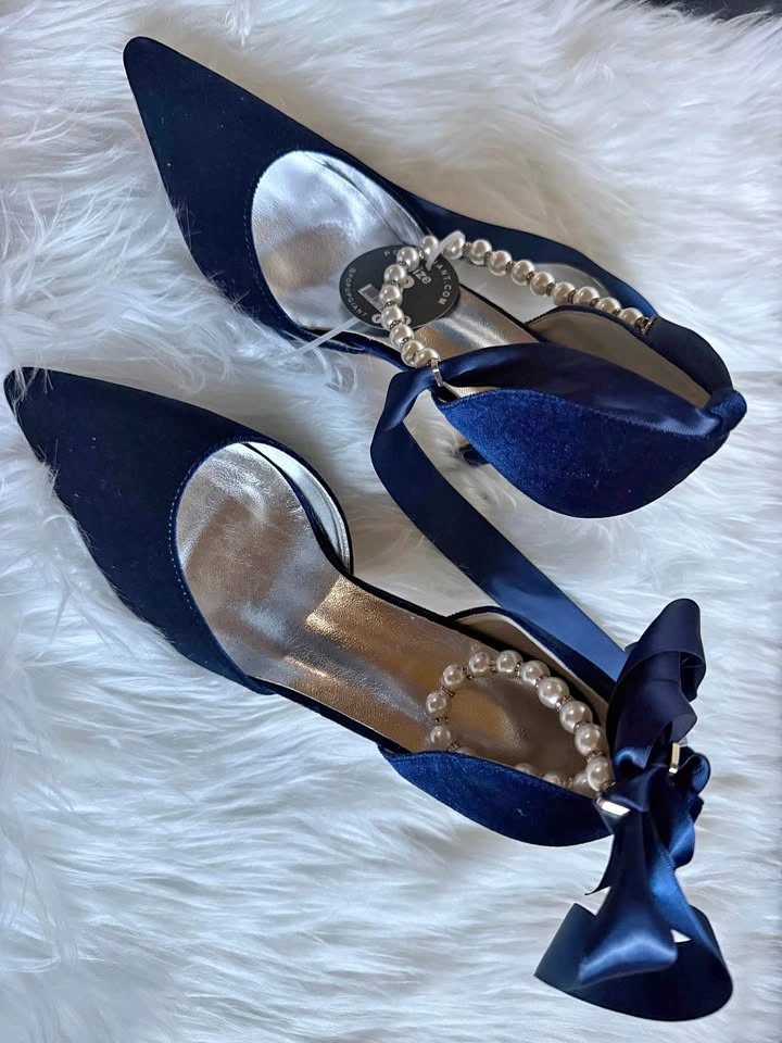 Brand New Velvet Shoes Navy Blue Size 39