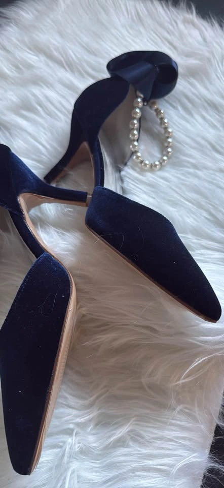 Brand New Velvet Shoes Navy Blue Size 39 - photo 3