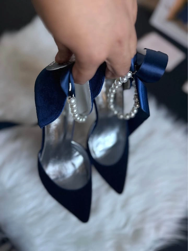 Brand New Velvet Shoes Navy Blue Size 39 - photo 5