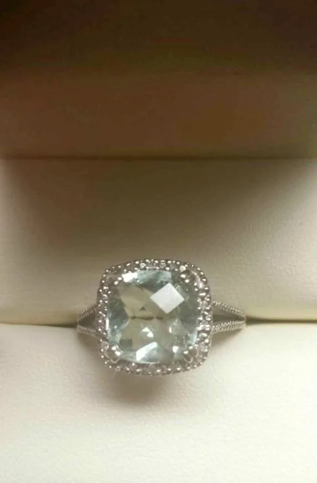10kt Green Amethyst & Diamond Ring