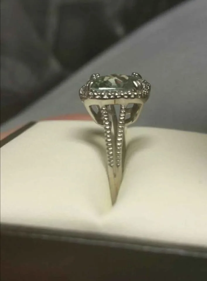10kt Green Amethyst & Diamond Ring - photo 3