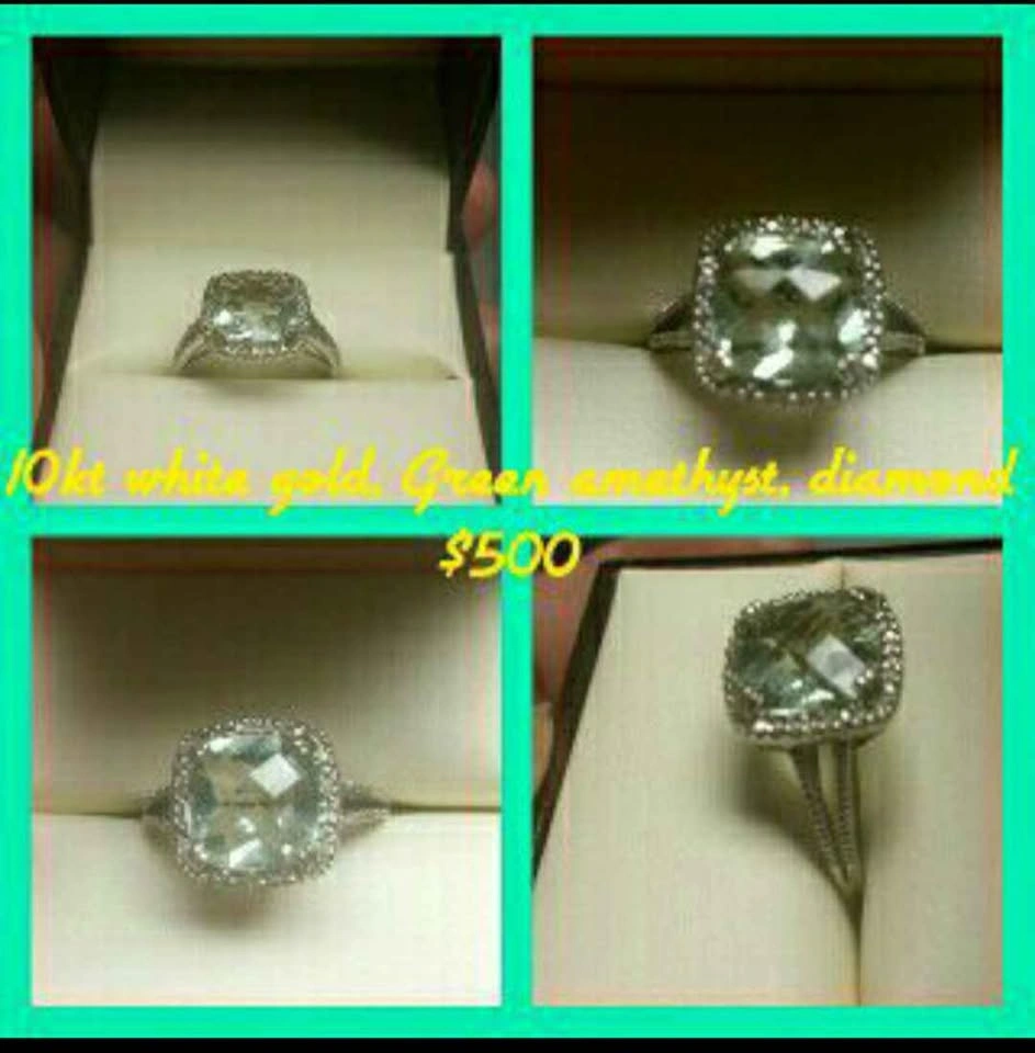 10kt Green Amethyst & Diamond Ring - photo 4