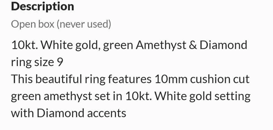 10kt Green Amethyst & Diamond Ring - photo 5