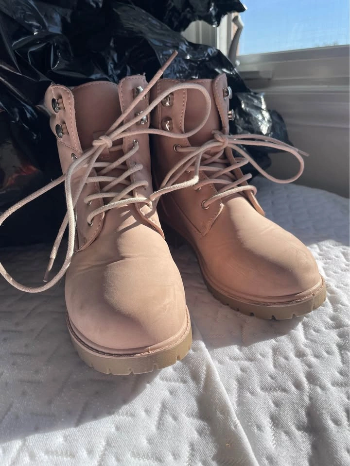 Pink Lace Up Combat Boots - photo 2
