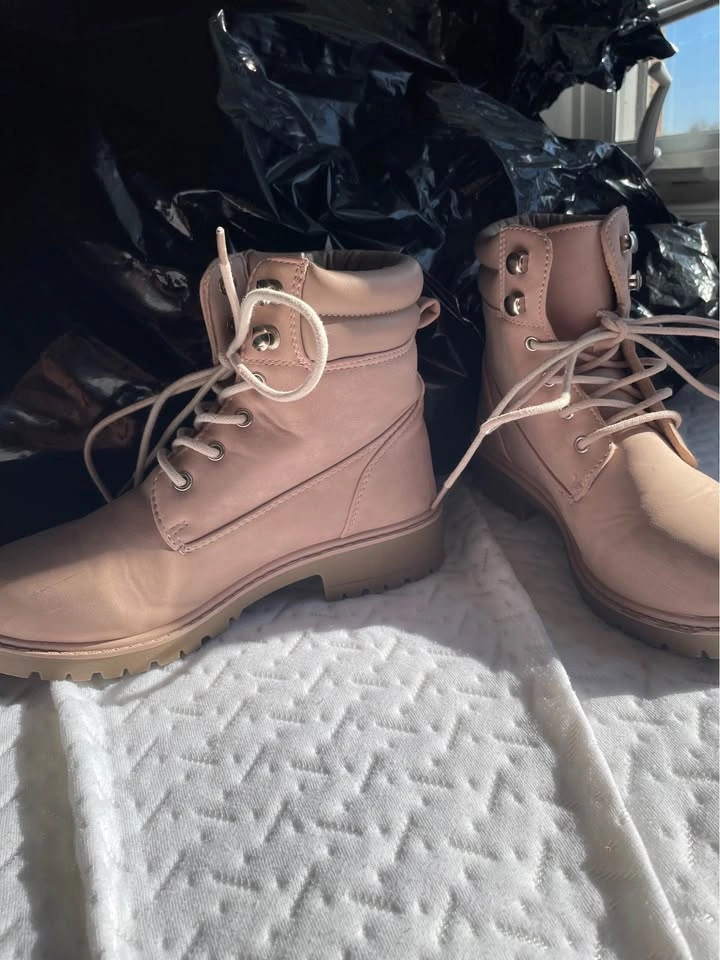 Pink Lace Up Combat Boots - photo 3