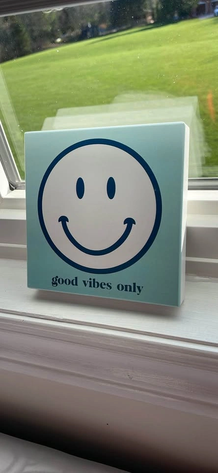 Good Vibes Only Smiley Face Wood Block Sign - photo 2