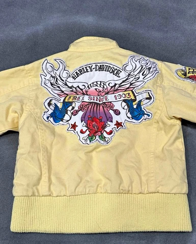 Harley Davidson Yellow Rose Spring Jacket Toddler Girl Size 2T