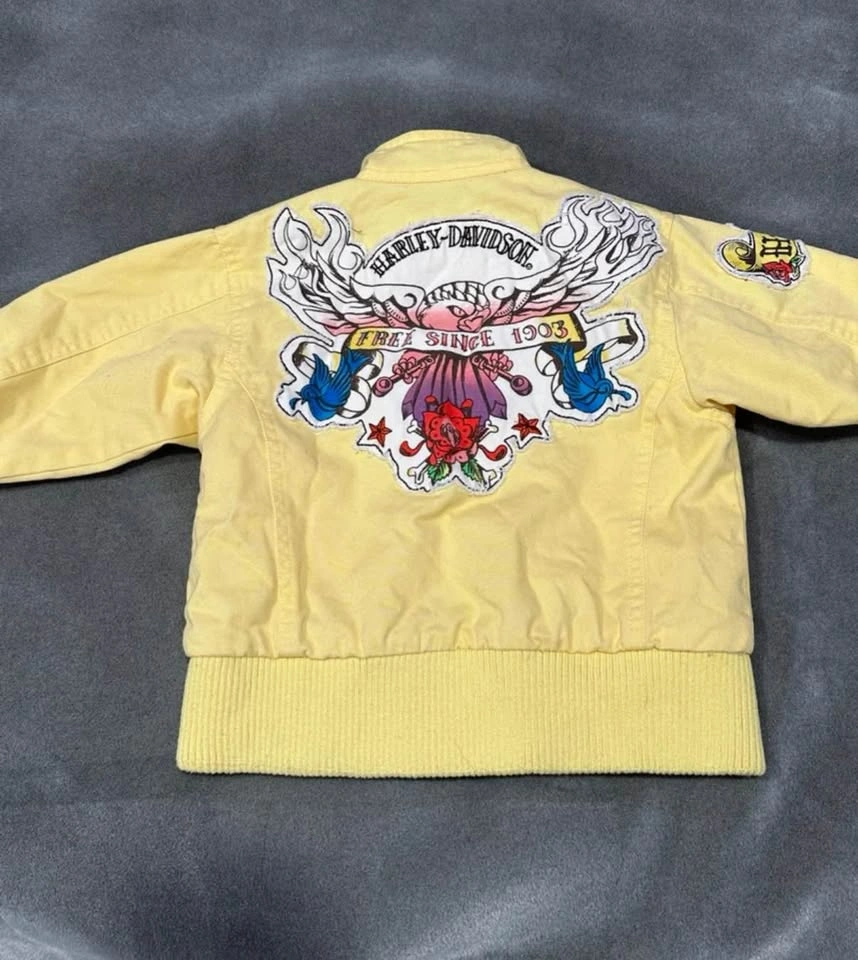 Harley Davidson Yellow Rose Spring Jacket Toddler Girl Size 2T - photo 3
