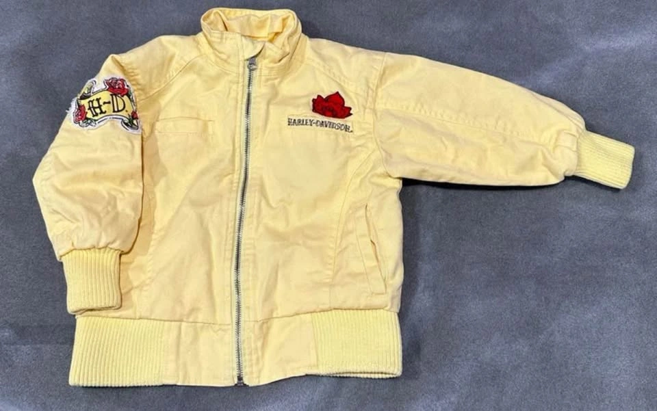Harley Davidson Yellow Rose Spring Jacket Toddler Girl Size 2T - photo 4