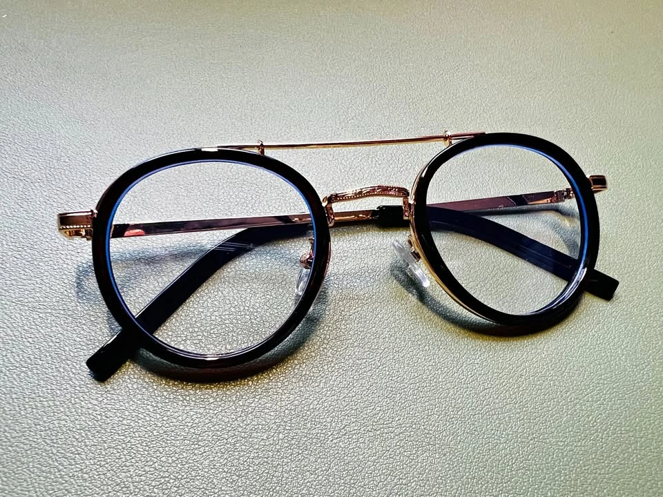 Round Black and Gold Eyeglasses