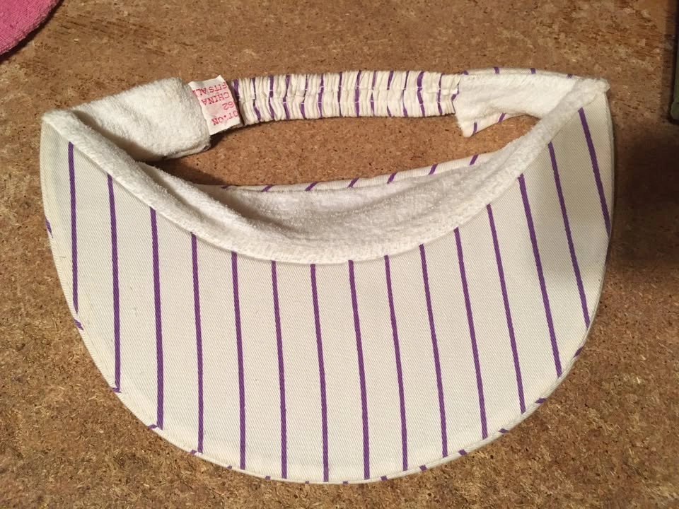 LOT OF TWO LADIES VISORS PINK FUZZY AND WHITE & PURPLE STRIPED - photo 2