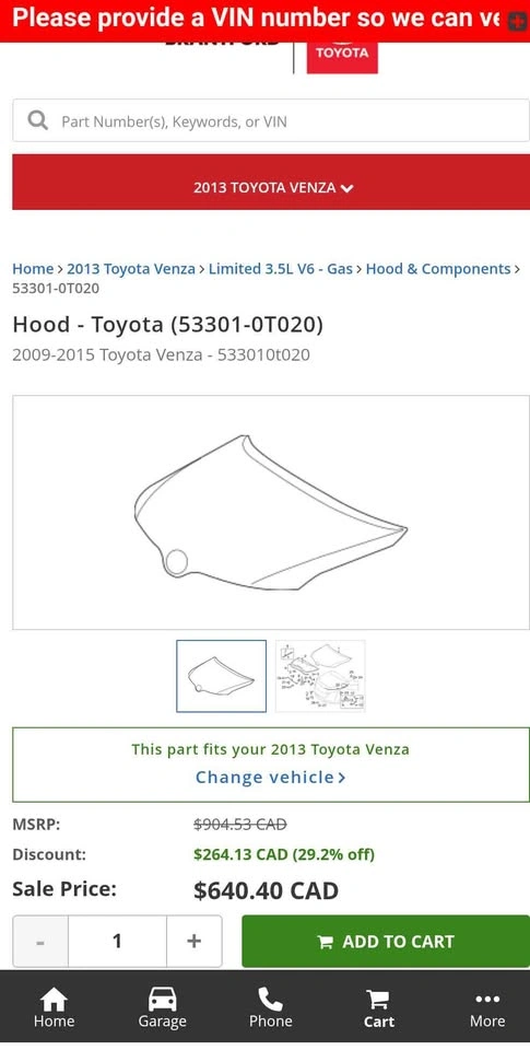 2009-2016 Venza New hood. - photo 2