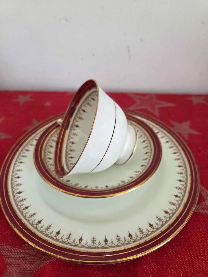 Set of 3 Vintage Aynsley Tea Set, Fine Bone China, Durham Maroon - photo 4