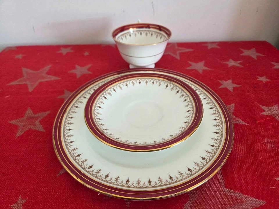 Set of 3 Vintage Aynsley Tea Set, Fine Bone China, Durham Maroon - photo 5