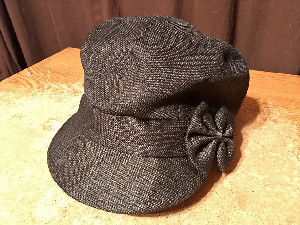 Black Women's Newsboy Cap with Bow - Sparkly, One Size, Linen