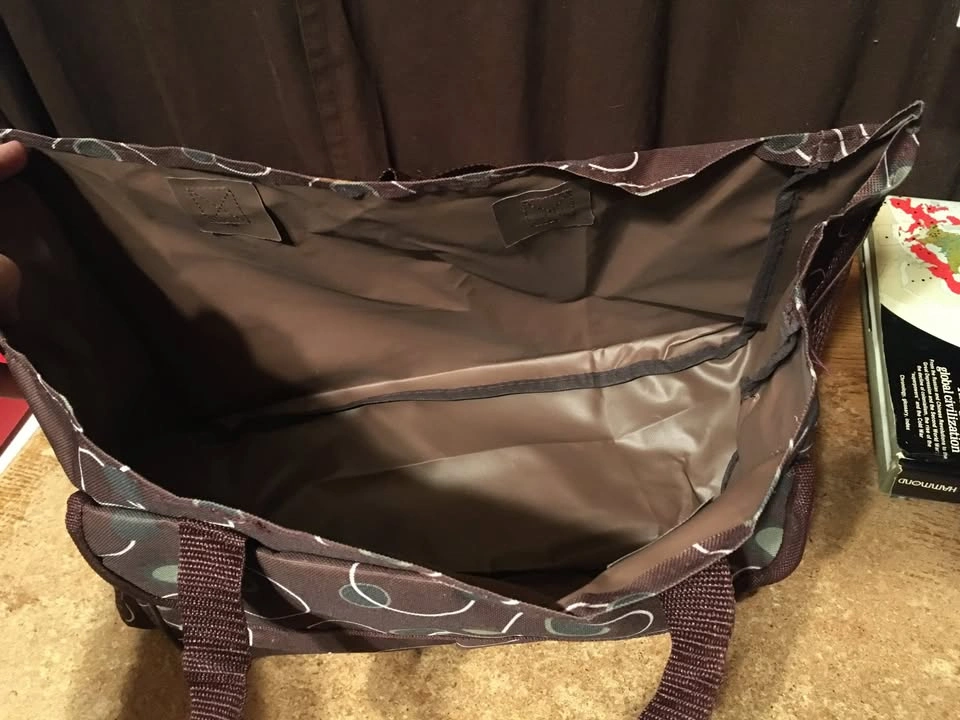 TRAVEL TOTE CARRY ON BAG BUBBLES GEOMETRIC BROWN CANVAS BAG - photo 3