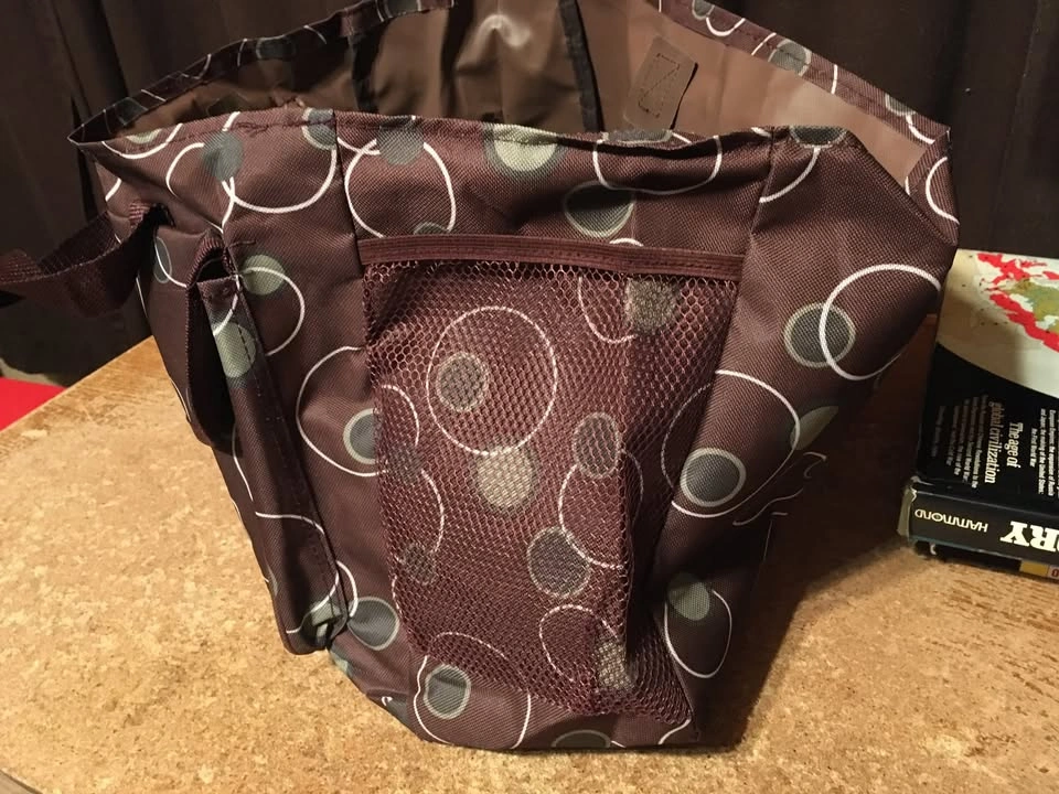 TRAVEL TOTE CARRY ON BAG BUBBLES GEOMETRIC BROWN CANVAS BAG - photo 4