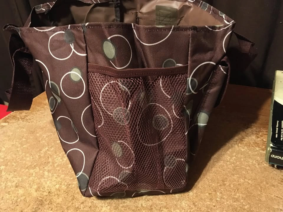 TRAVEL TOTE CARRY ON BAG BUBBLES GEOMETRIC BROWN CANVAS BAG - photo 5