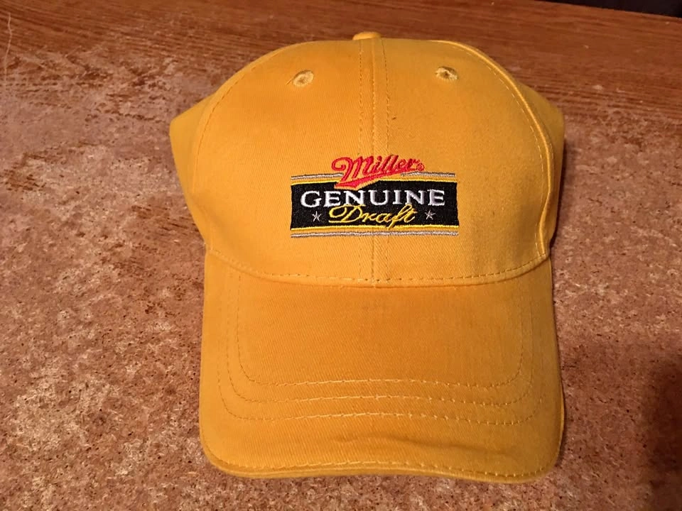 MILLER GENUINE DRAFT MGD YELLOW ADJUSTABLE HAT CAP BEER BASEBALL