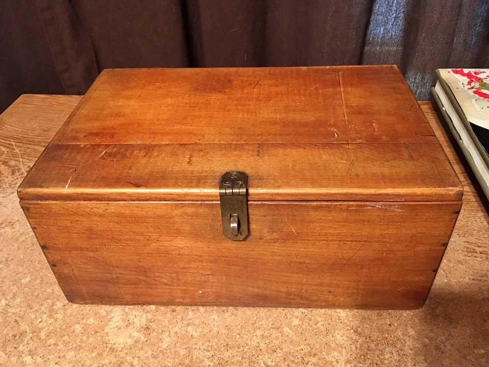 Vintage Wooden Storage Box with Latch