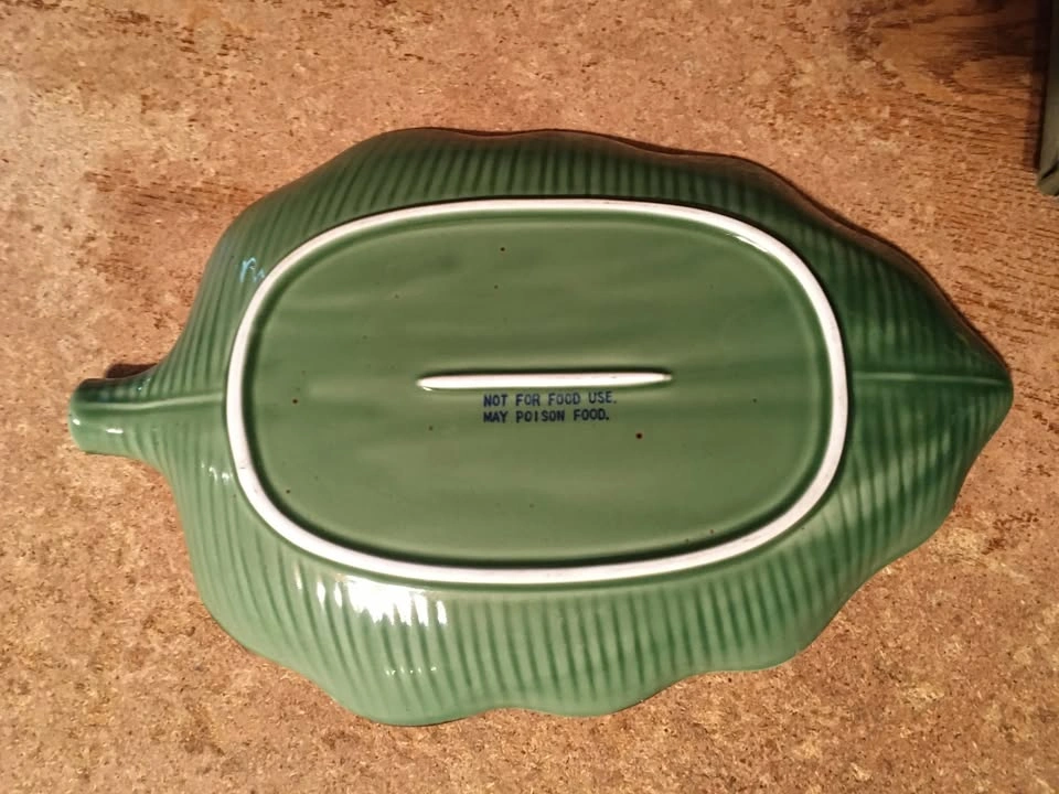 Decorative Ceramic Green Leaf Platter or Tray 14" X 9" - photo 4