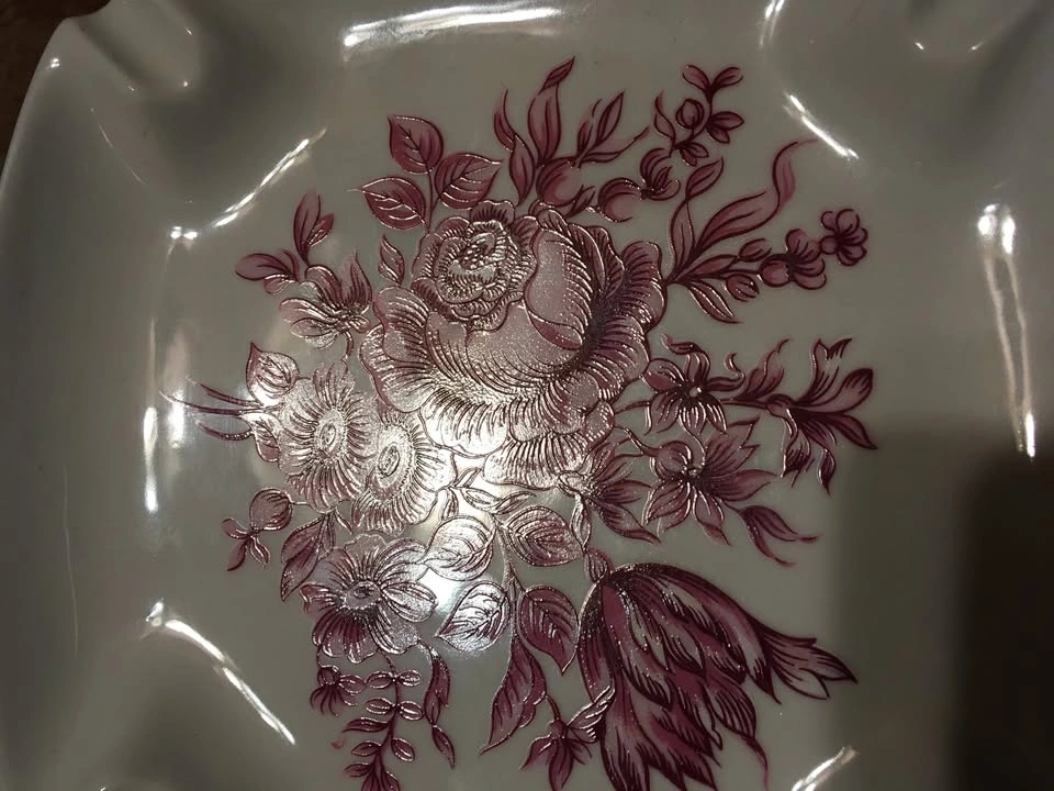 VINTAGE HOLLOHAZA HUNGARY 1831 PORCELAIN ASHTRAY RED FLOWERS HAN - photo 4