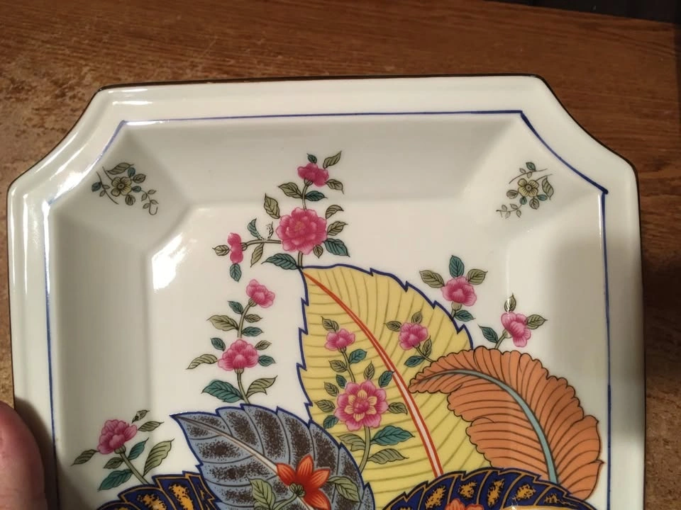 VINTAGE TOBACCO LEAF FINE CHINA DISH BY MANN GENUS NIKOTINIA 8” - photo 3