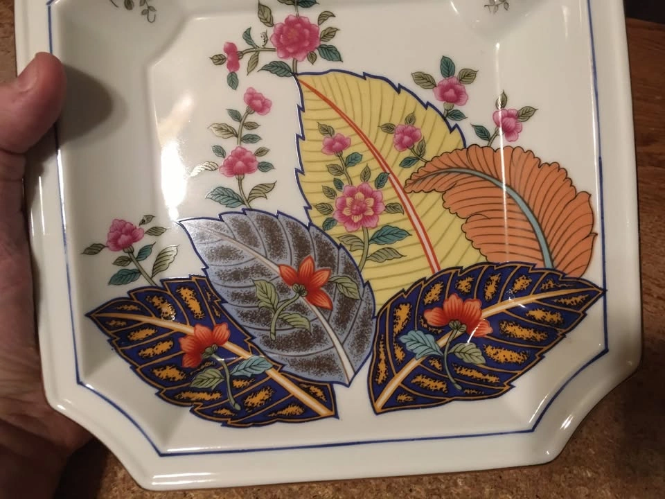 VINTAGE TOBACCO LEAF FINE CHINA DISH BY MANN GENUS NIKOTINIA 8” - photo 4
