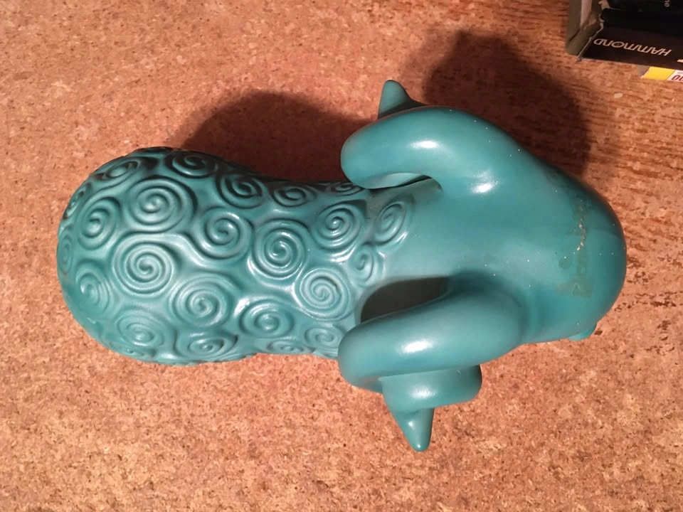RARE VINTAGE 1930S ART DECO TEAL RAM SCULPTURE - photo 3
