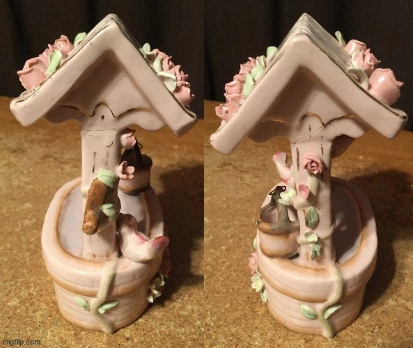 LEFTON WISHING WELL FIGURINE DROP A COIN MAKE A WISH W/ ROSES & - photo 5