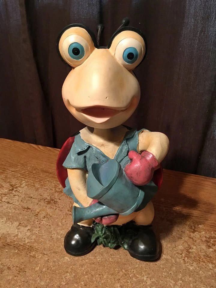 Ladybug Holding Watering Can Bobble Head Garden Statue