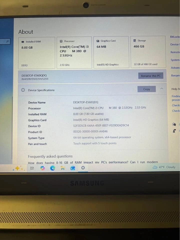 Samsung 15 Inch Laptop (RV511) - Needs Power - photo 3