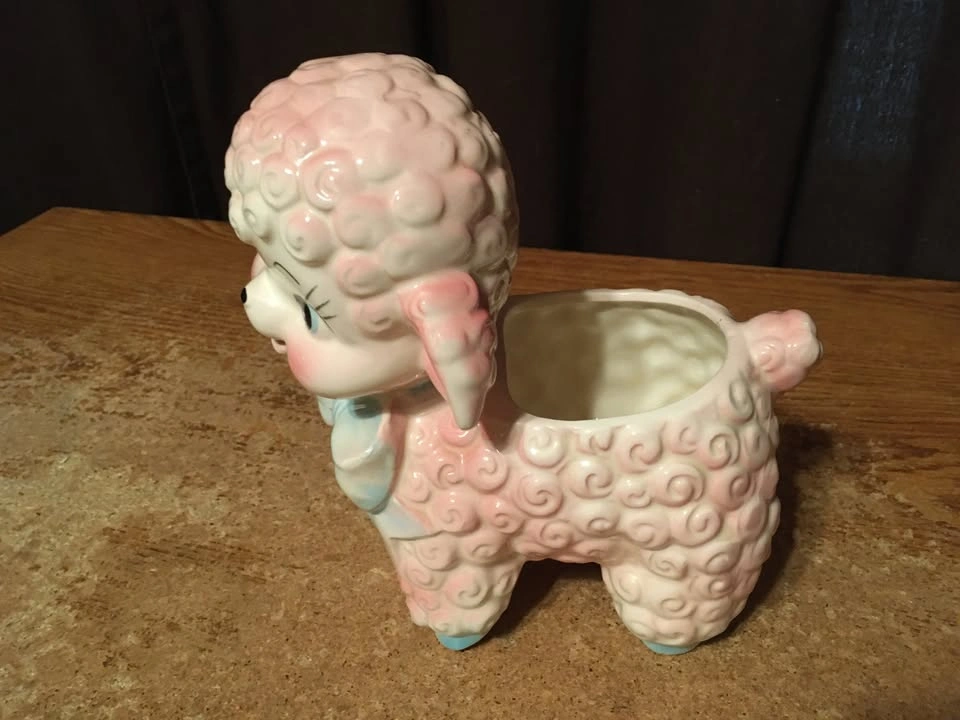 Vintage Nancy Pew Giftwares Pink & Blue Curly Lamb Easter Plante - photo 2