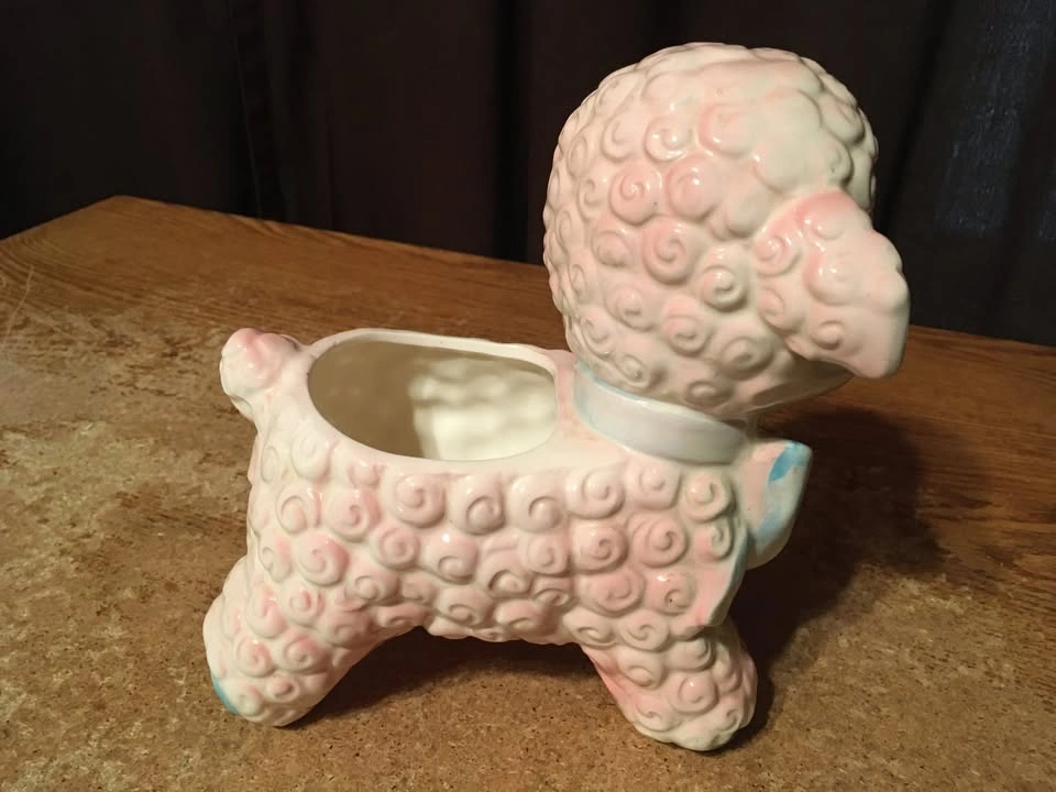 Vintage Nancy Pew Giftwares Pink & Blue Curly Lamb Easter Plante - photo 4