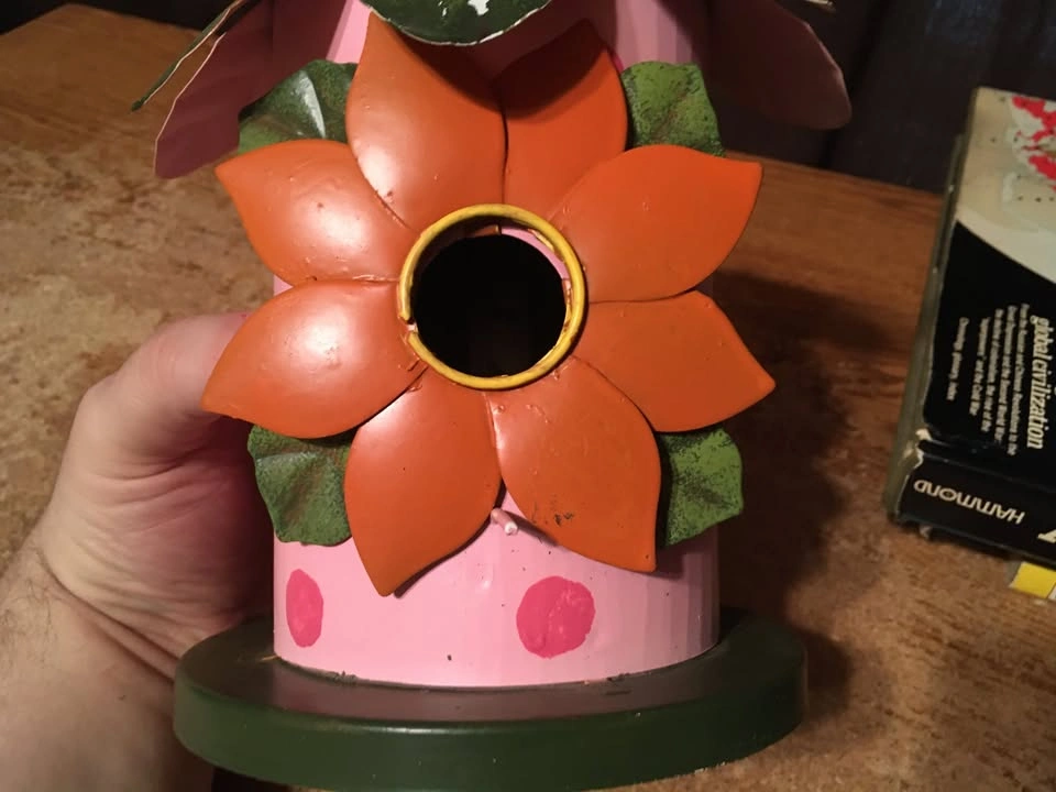Aluminum Polka Dot Leaf Top Hanging Birdhouse - photo 3