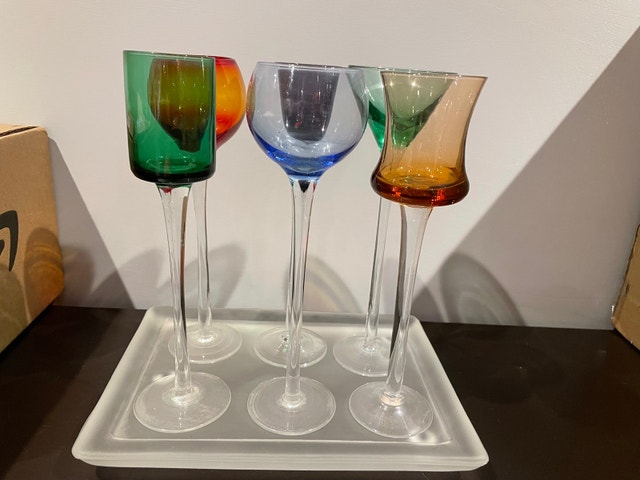 Tall Stemmed Liqueur Glassware with Platter
