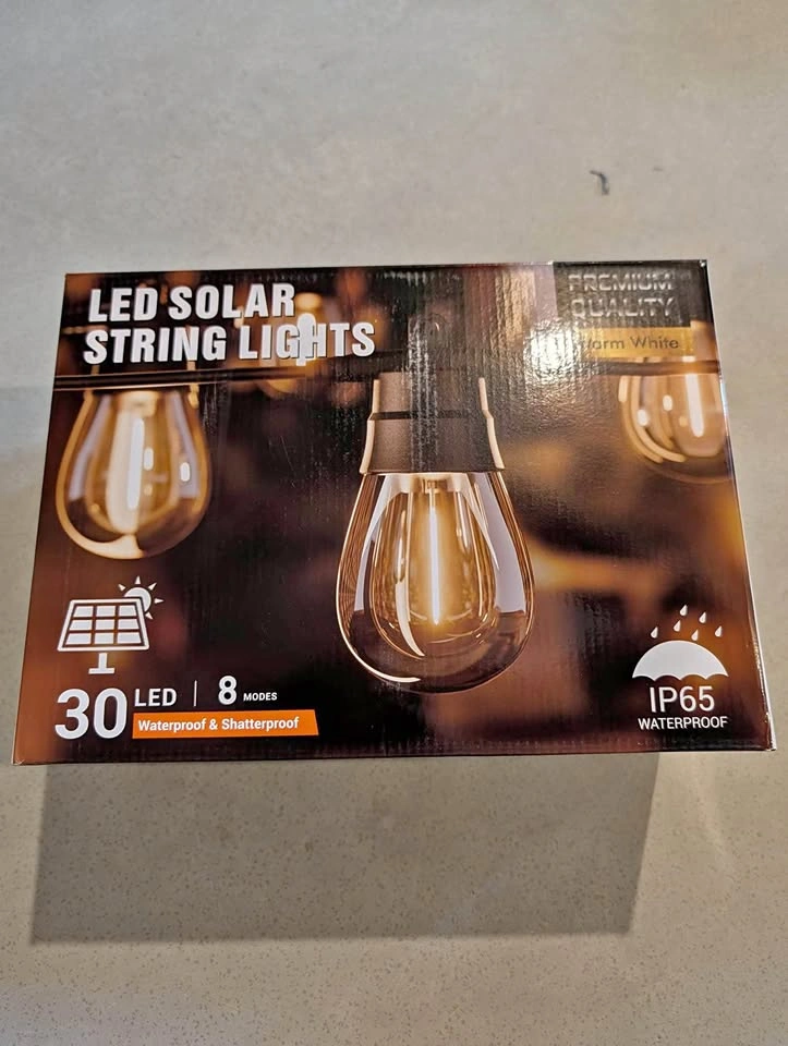 Outdoor Solar Patio String Lights - 100ft Brand New
