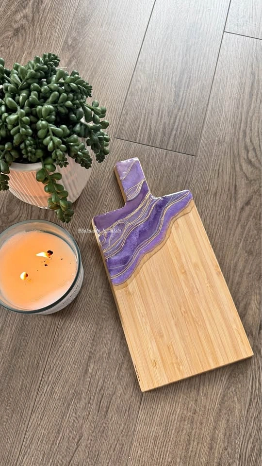 Handmade Amethyst Resin Charcuterie Board