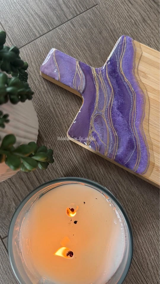 Handmade Amethyst Resin Charcuterie Board - photo 2