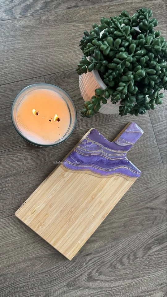 Handmade Amethyst Resin Charcuterie Board - photo 3