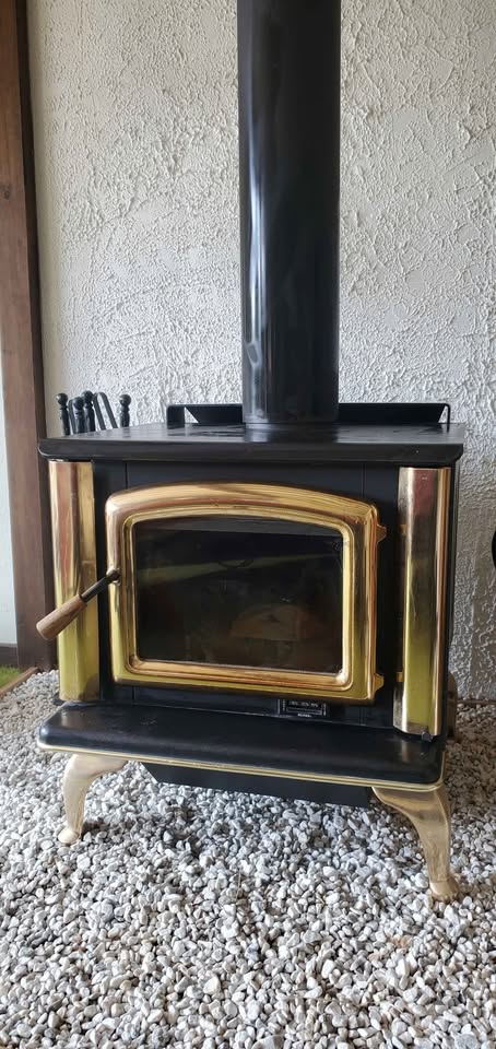 Iron Wood-Burning Stove with Brass Trim - photo 2