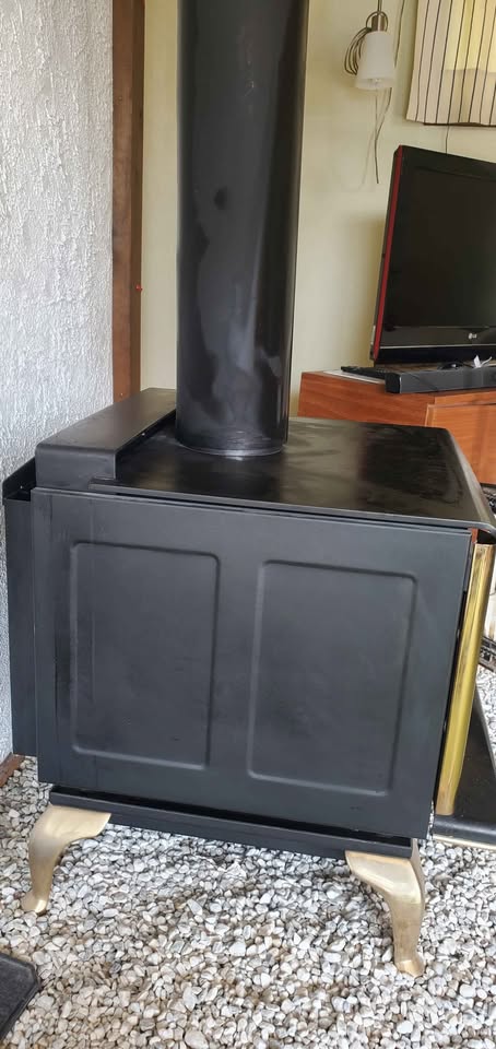 Iron Wood-Burning Stove with Brass Trim - photo 4