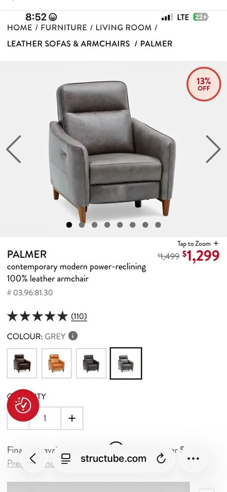Power Reclining Armchair