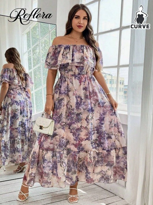 Shein Floral Off the Shoulder Dress - Reflora Curve