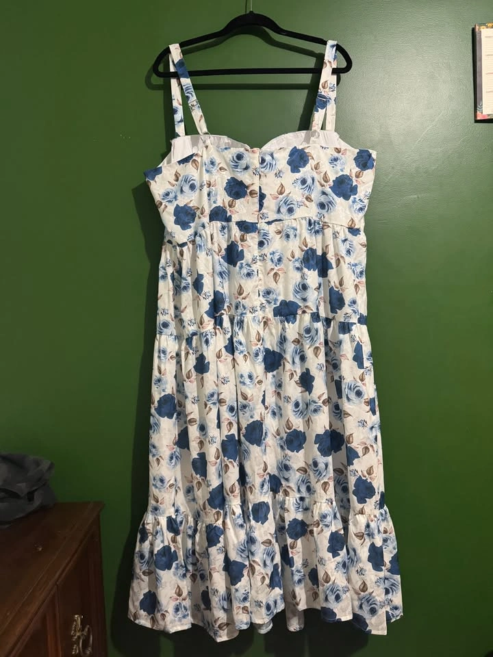 NEW!! 3X Blue Floral Midi Dress - Fashion Nova - photo 3