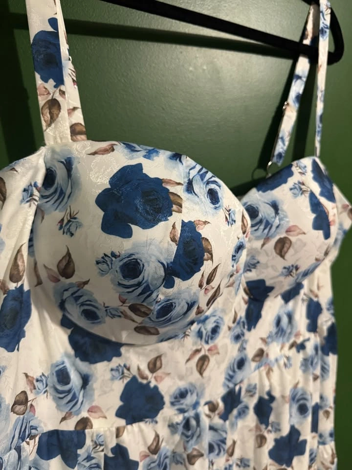 NEW!! 3X Blue Floral Midi Dress - Fashion Nova - photo 5