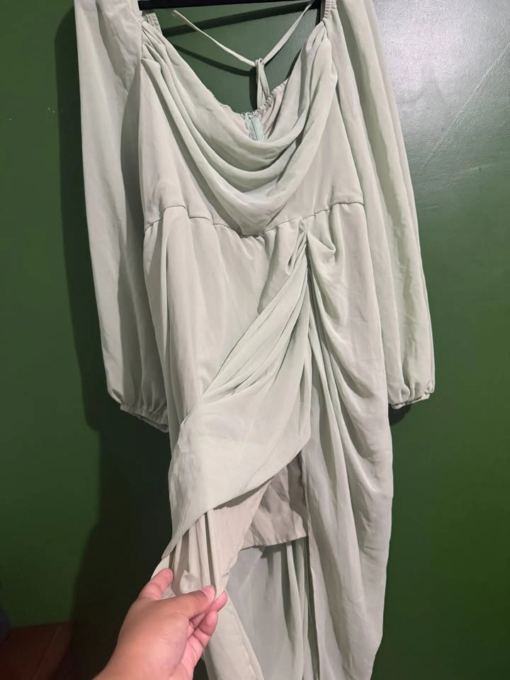 NEW!! 4 XL - Shein Sage Green Drape Dress Curve - photo 3