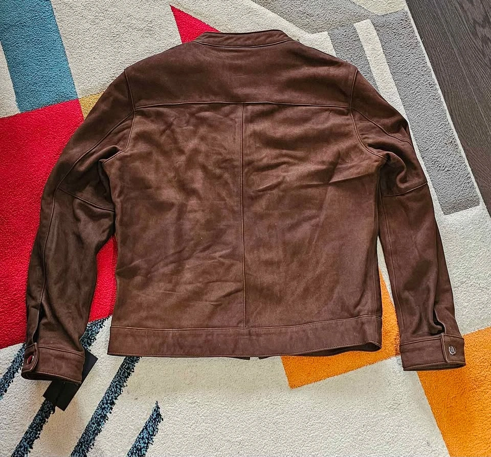 Men's Brown Leather Racer Jacket - photo 2