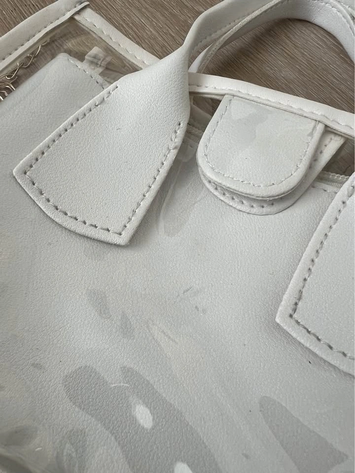 Clear White Mini Crossbody Bag with Gold Chain - photo 2
