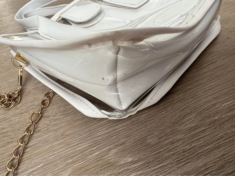 Clear White Mini Crossbody Bag with Gold Chain - photo 3